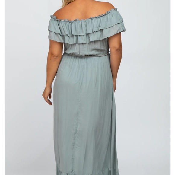 Pink blush Sage Off Shoulder Tassel Tie Maternity Plus Maxi Dress - Picture 2 of 2